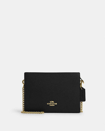 Slim Crossbody Pebbled Leather-Gold-Black Pebbled Leather-Gold-Black