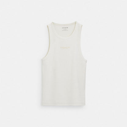 Coach New York Ribbed Tank Top White