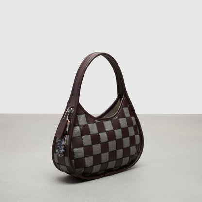 Coach Ergo Bag In Checkerboard Upcrafted Leather With Zig Zag Stitch Oxblood Heather Grey