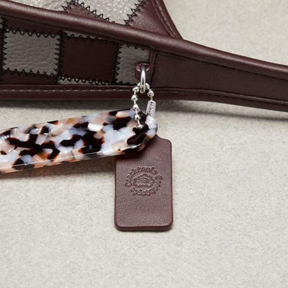 Coach Ergo Bag In Checkerboard Upcrafted Leather With Zig Zag Stitch Oxblood Heather Grey