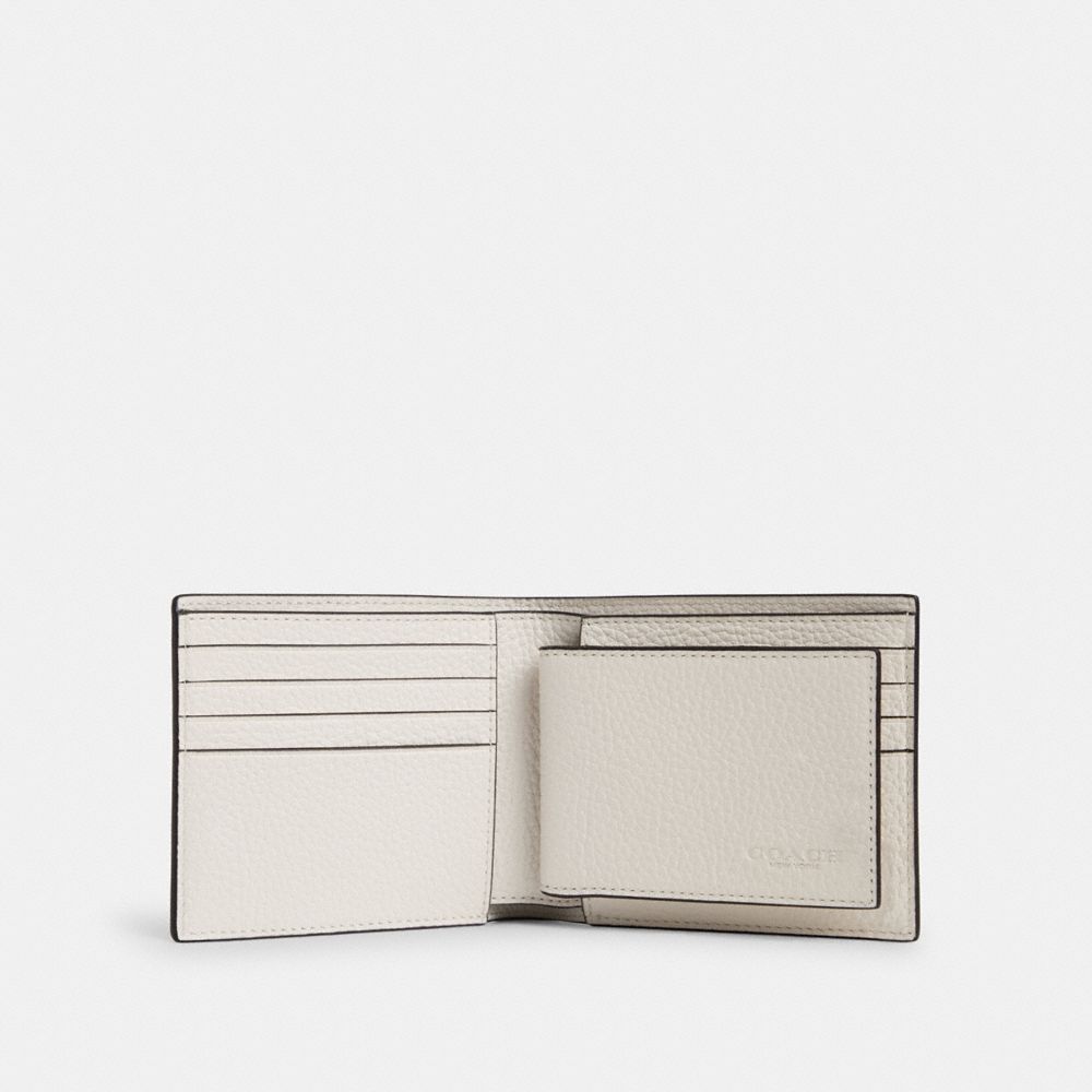 3 In 1 Wallet Pebbled Leather-Gunmetal-Chalk Pebbled Leather-Gunmetal-Chalk