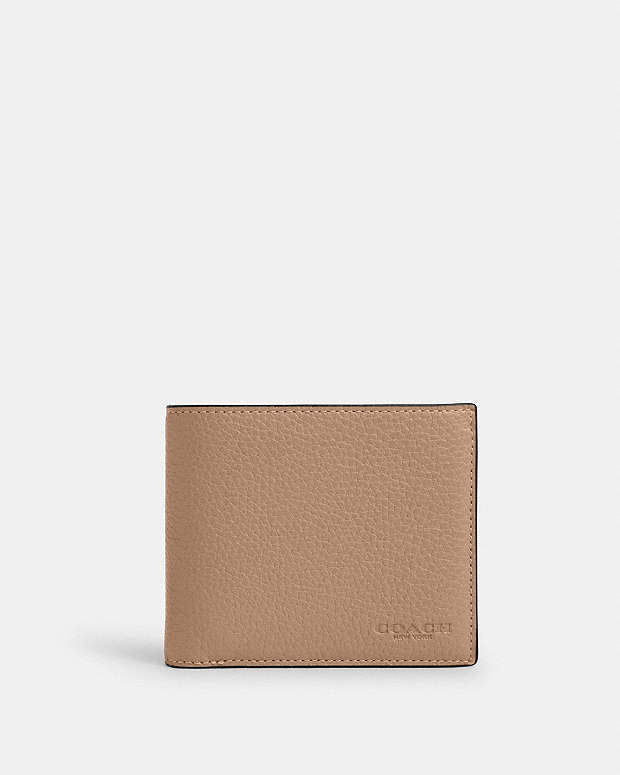 3 In 1 Wallet Pebbled Leather-Taupe Pebbled Leather-Taupe