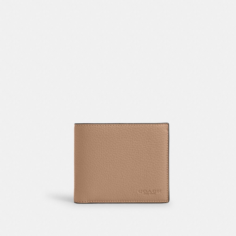 3 In 1 Wallet Pebbled Leather-Taupe Pebbled Leather-Taupe