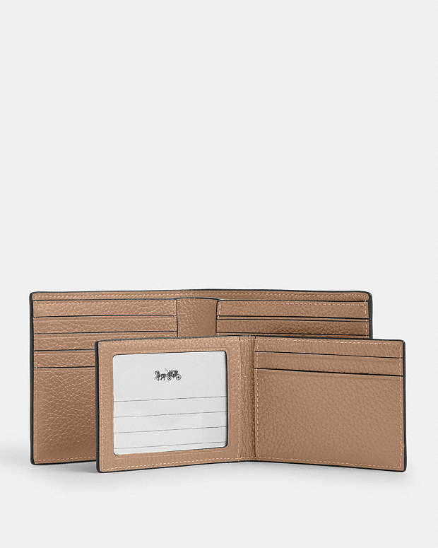 3 In 1 Wallet Pebbled Leather-Taupe Pebbled Leather-Taupe