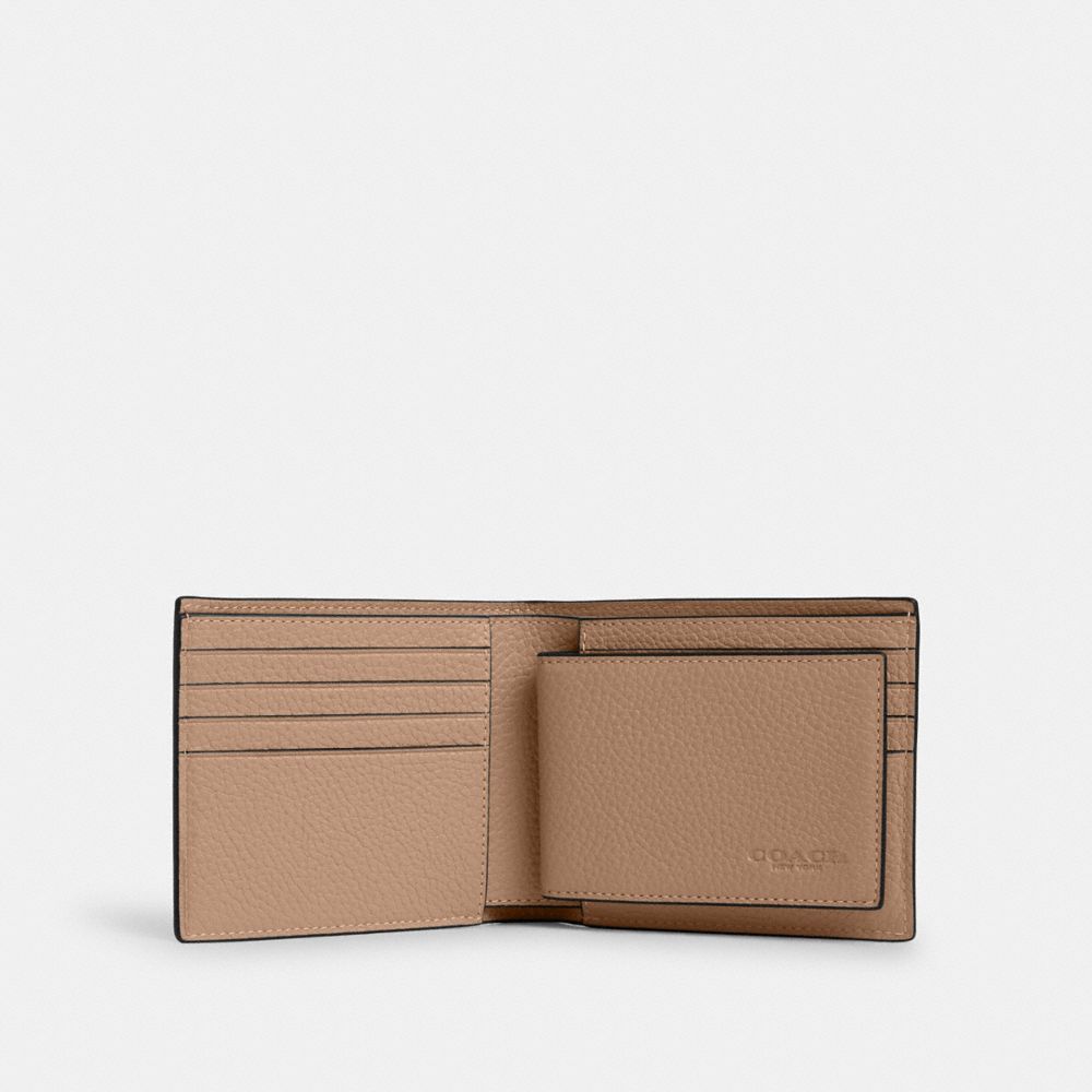 3 In 1 Wallet Pebbled Leather-Taupe Pebbled Leather-Taupe