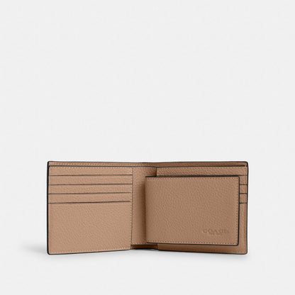 3 In 1 Wallet Pebbled Leather-Taupe Pebbled Leather-Taupe