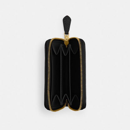Coach Essential Small Zip Around Card Case Brass Black