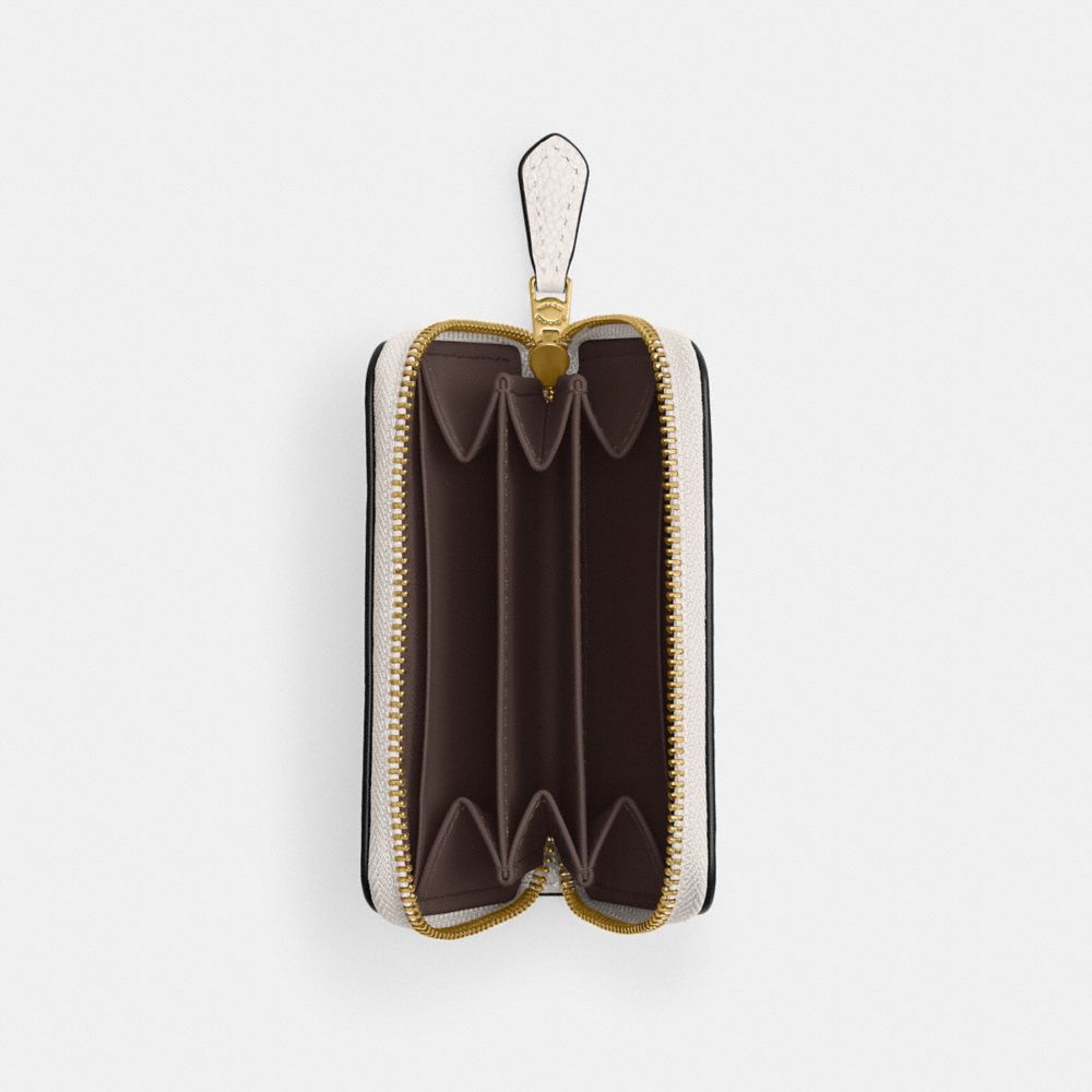 Coach Essential Small Zip Around Card Case Brass Chalk