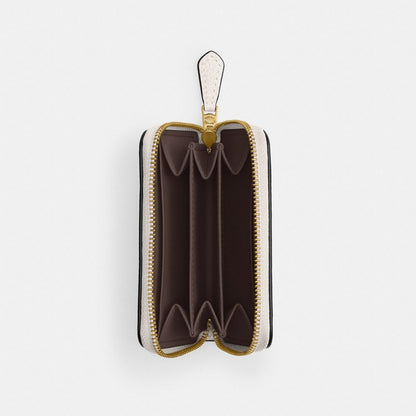 Coach Essential Small Zip Around Card Case Brass Chalk