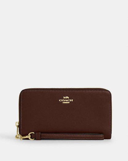 Long Zip Around Wallet Calf Leather-Gold-Maple Calf Leather-Gold-Maple