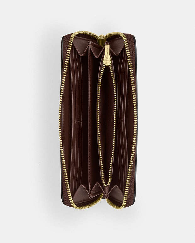 Long Zip Around Wallet Calf Leather-Gold-Maple Calf Leather-Gold-Maple
