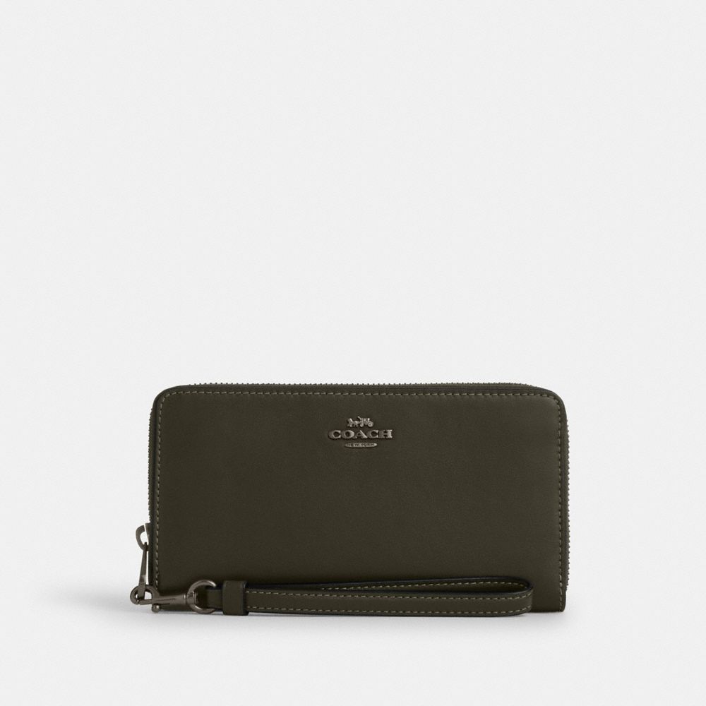Coach Long Zip Around Wallet Gunmetal