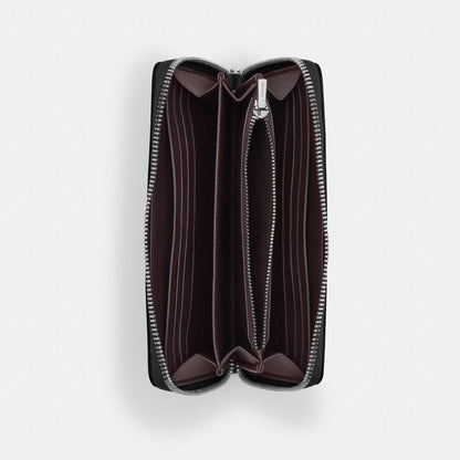 Coach Long Zip Around Wallet Silver Black