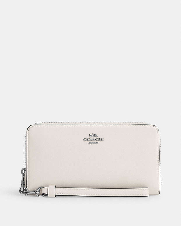 Long Zip Around Wallet Calf Leather-Silver-Chalk Calf Leather-Silver-Chalk