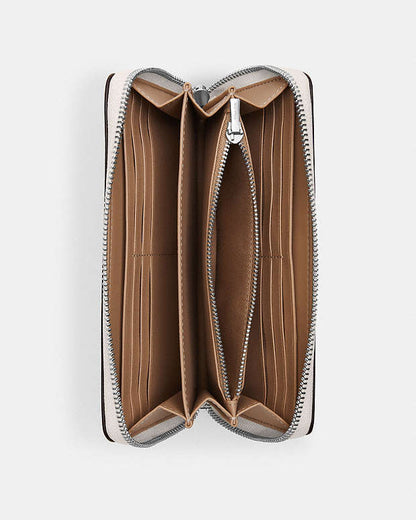 Long Zip Around Wallet Calf Leather-Silver-Chalk Calf Leather-Silver-Chalk