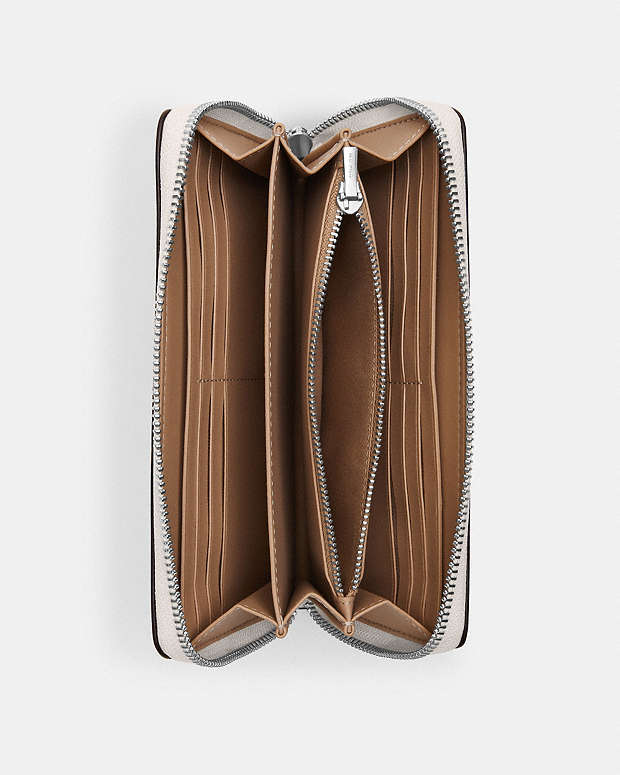Long Zip Around Wallet Calf Leather-Silver-Chalk Calf Leather-Silver-Chalk