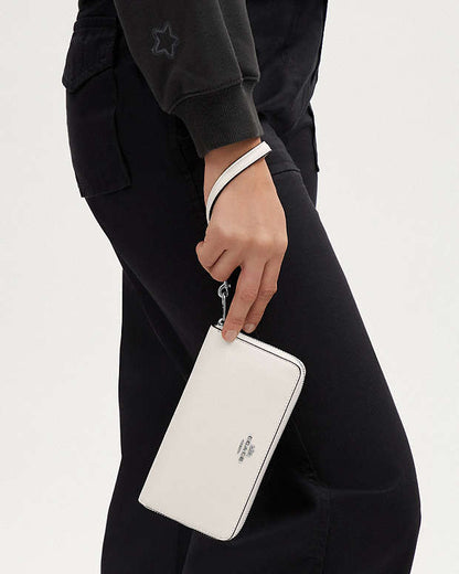 Long Zip Around Wallet Calf Leather-Silver-Chalk Calf Leather-Silver-Chalk