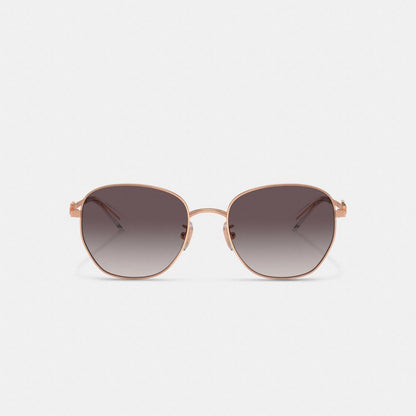 Coach Coach Script Round Sunglasses Rose Gold Black