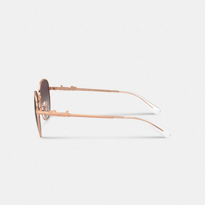 Coach Coach Script Round Sunglasses Rose Gold Black