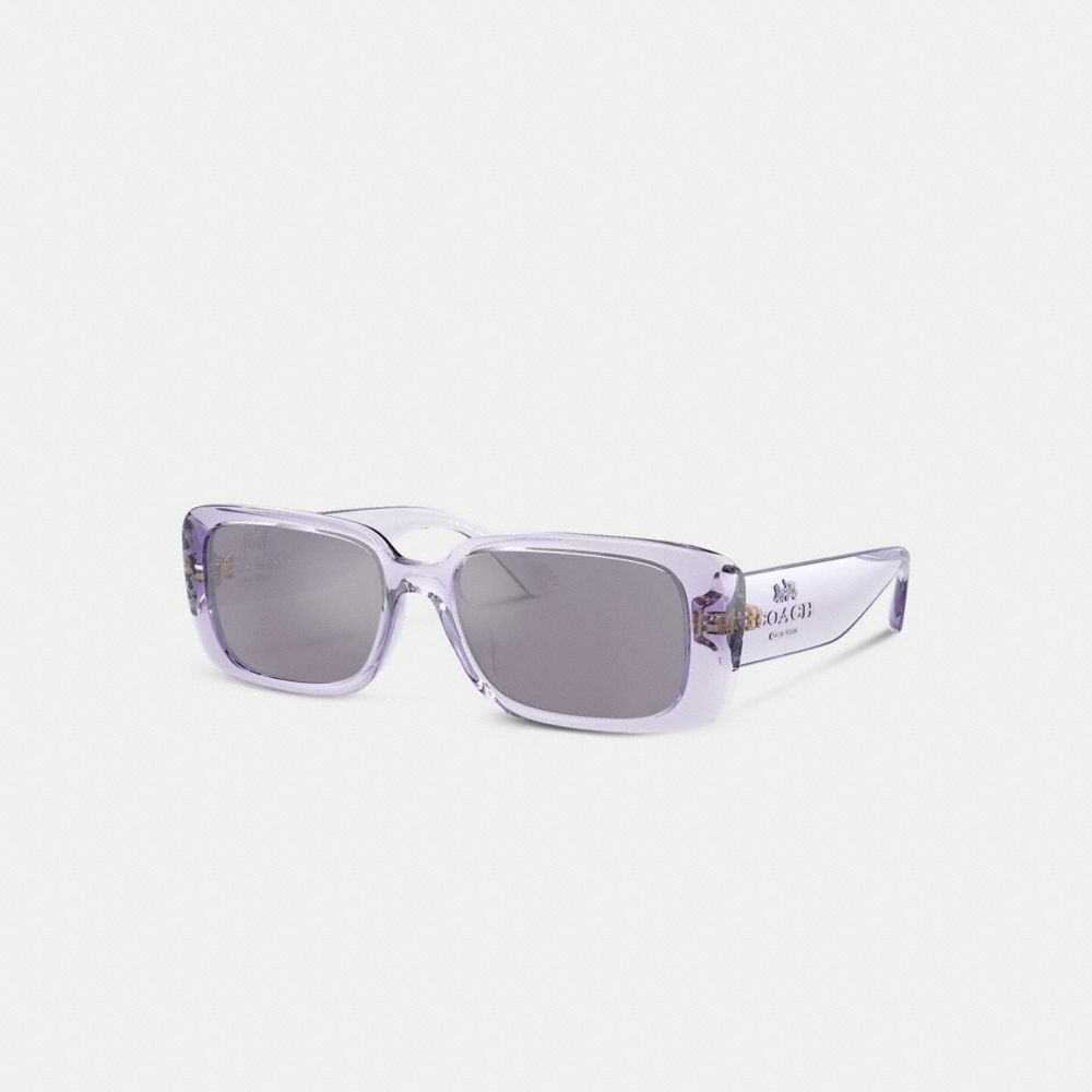 Coach Narrow Rectangle Sunglasses Transparent Purple