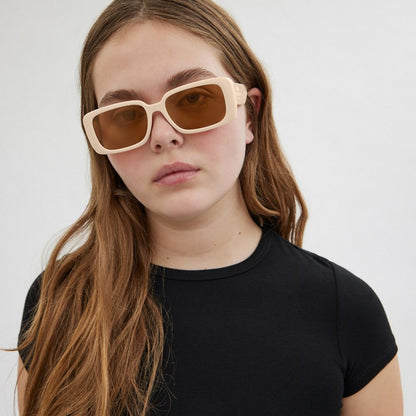 Coach Narrow Rectangle Sunglasses Off White
