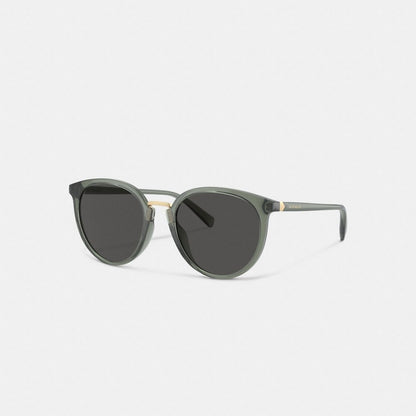 Coach Hangtag Round Sunglasses Transparent Green