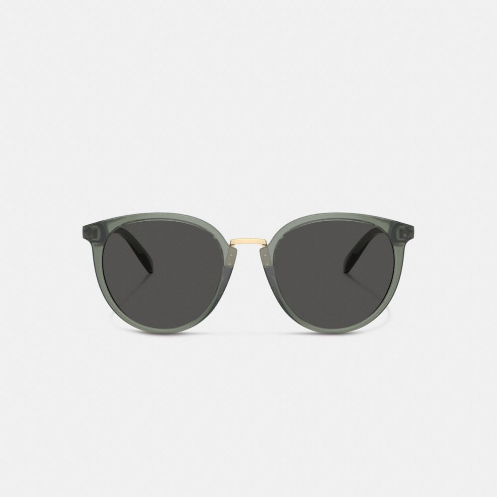 Coach Hangtag Round Sunglasses Transparent Green