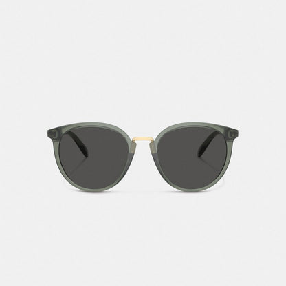 Coach Hangtag Round Sunglasses Transparent Green