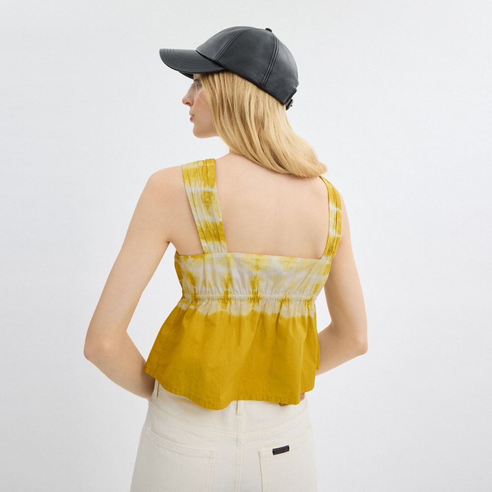 Coach Tie Dye Tank Top In Organic Cotton Yellow Multi
