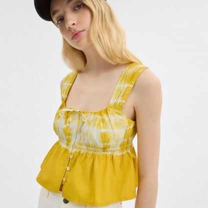 Coach Tie Dye Tank Top In Organic Cotton Yellow Multi