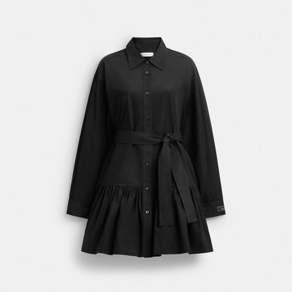 Coach Shirt Dress In Organic Cotton Black
