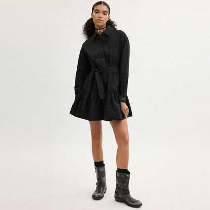 Coach Shirt Dress In Organic Cotton Black
