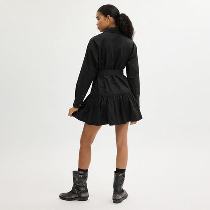 Coach Shirt Dress In Organic Cotton Black