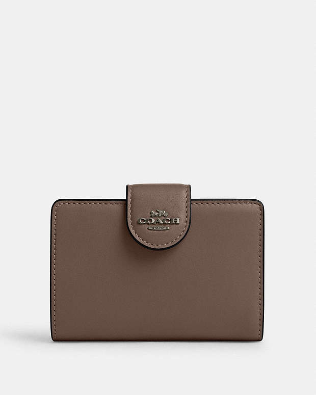 Medium Corner Zip Wallet Smooth Leather-Qb-Dark Stone Smooth Leather-Qb-Dark Stone