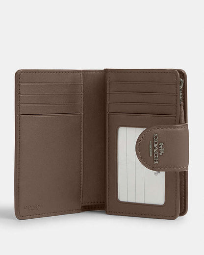 Medium Corner Zip Wallet Smooth Leather-Qb-Dark Stone Smooth Leather-Qb-Dark Stone