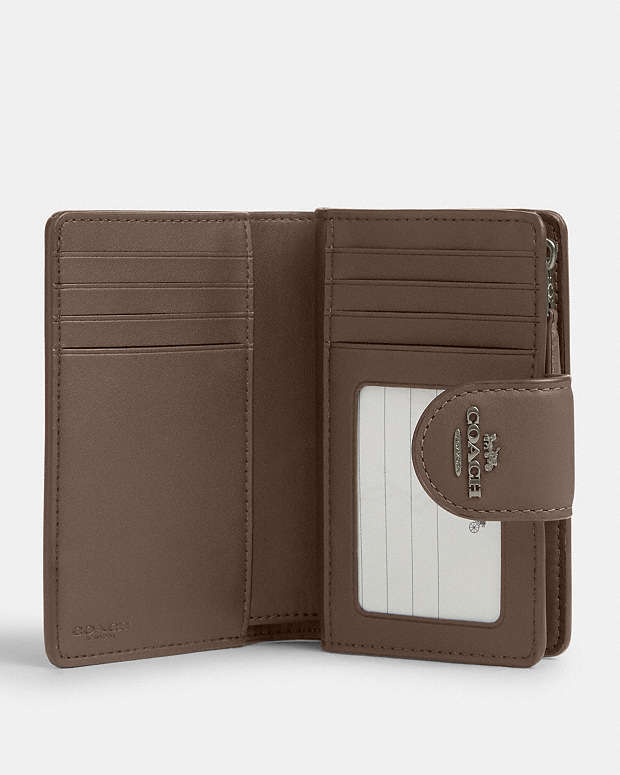 Medium Corner Zip Wallet Smooth Leather-Qb-Dark Stone Smooth Leather-Qb-Dark Stone