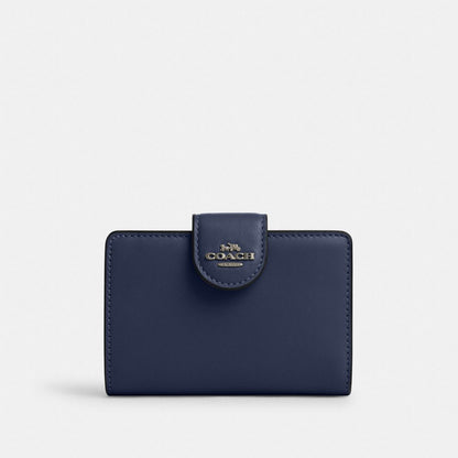 Coach Medium Corner Zip Wallet Black Antique Nickel True Navy