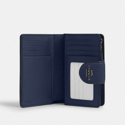 Coach Medium Corner Zip Wallet Black Antique Nickel True Navy