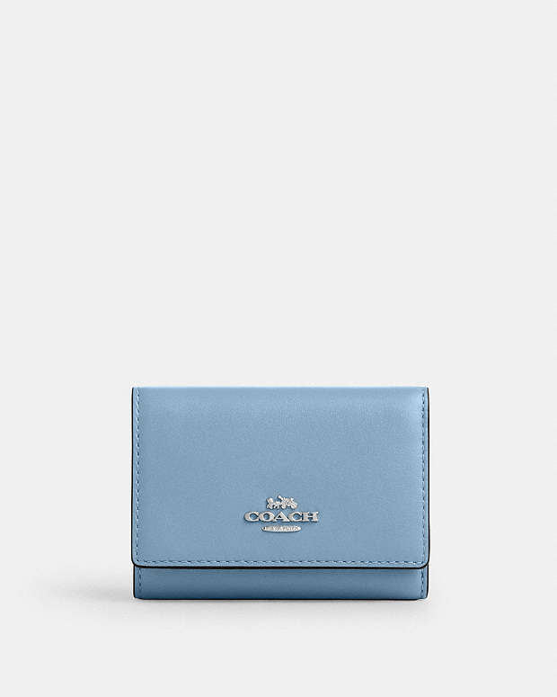 Micro Wallet Smooth Leather-Silver-Pool Smooth Leather-Silver-Pool