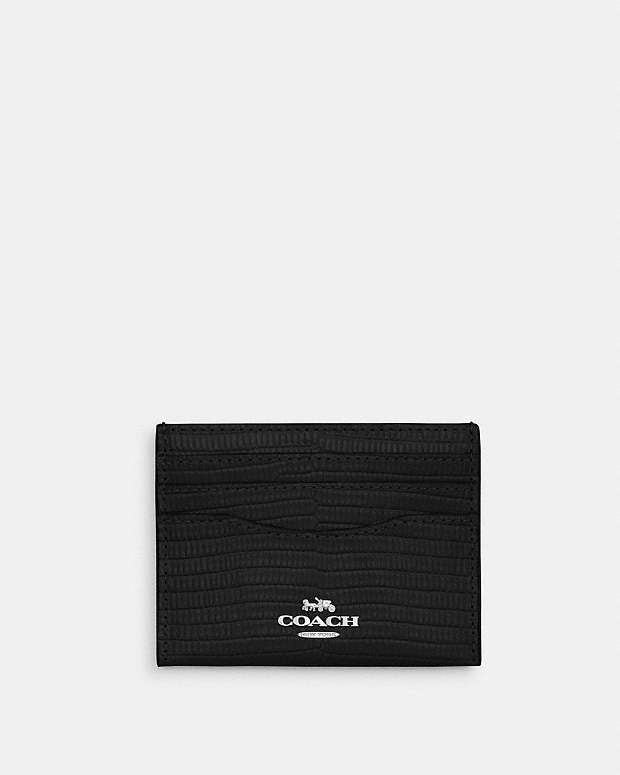 Slim Id Card Case Novelty Leather-Silver-Black Novelty Leather-Silver-Black