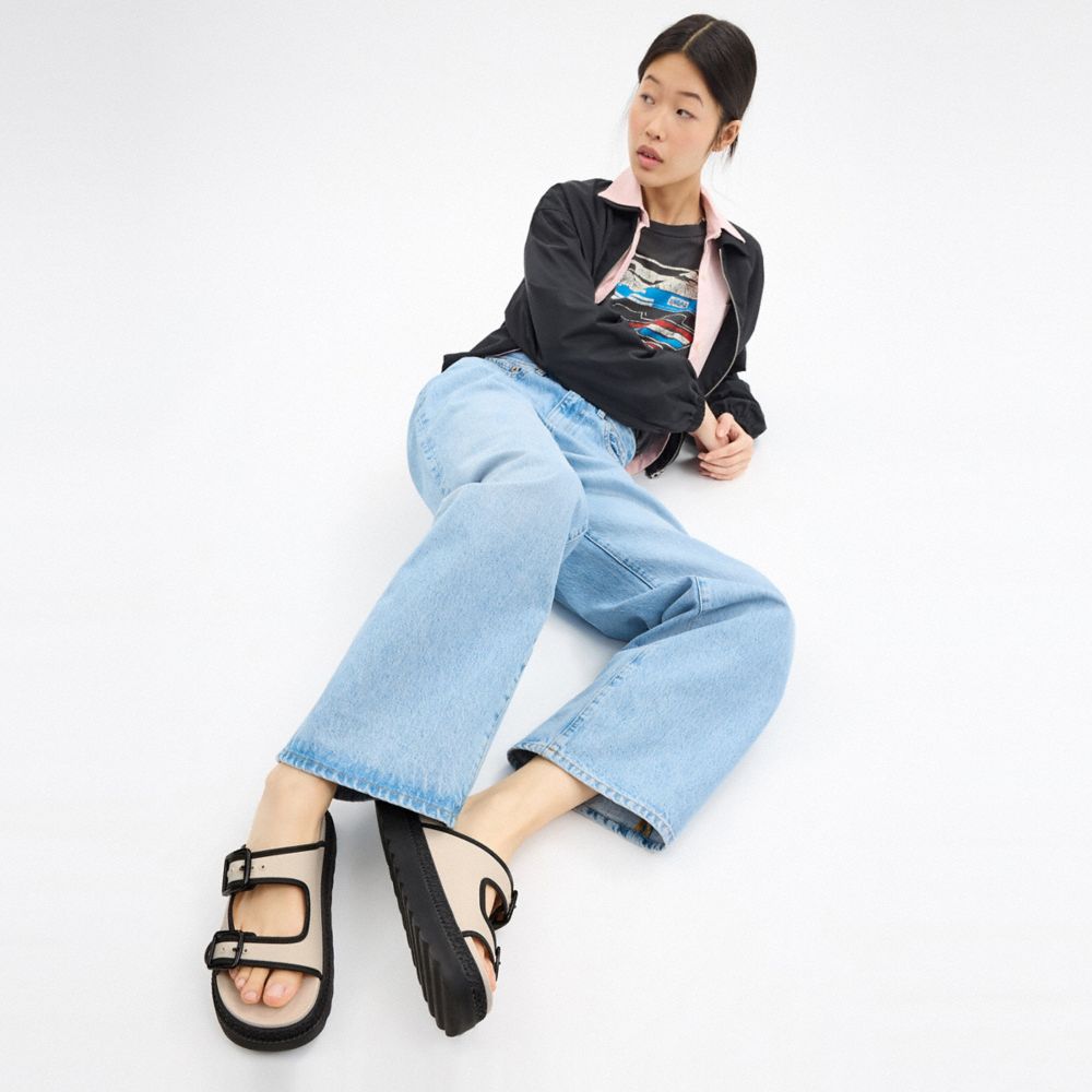 Coach Lainey Sandal Chalk & Black