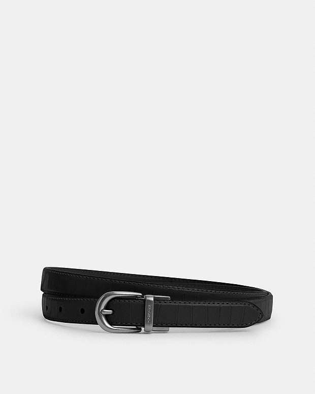 Classic Buckle Cut To Size Reversible Belt, 18 Mm Embossed Crocodile-Silver-Black Embossed Crocodile-Silver-Black
