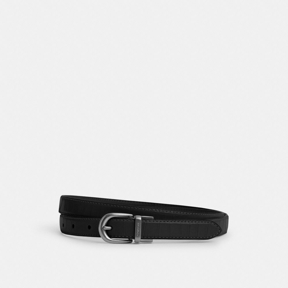 Classic Buckle Cut To Size Reversible Belt, 18 Mm Embossed Crocodile-Silver-Black Embossed Crocodile-Silver-Black