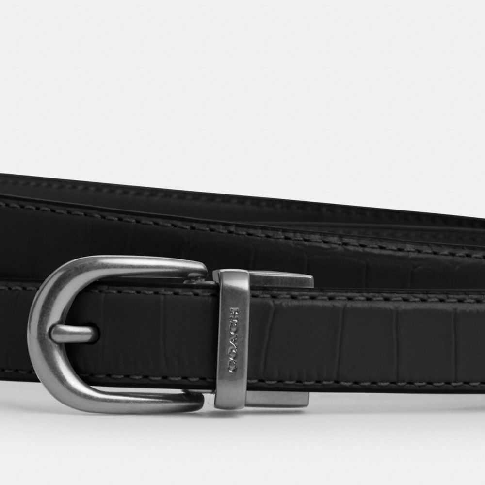 Classic Buckle Cut To Size Reversible Belt, 18 Mm Embossed Crocodile-Silver-Black Embossed Crocodile-Silver-Black