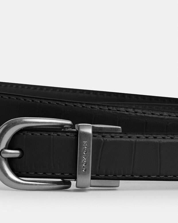 Classic Buckle Cut To Size Reversible Belt, 18 Mm Embossed Crocodile-Silver-Black Embossed Crocodile-Silver-Black