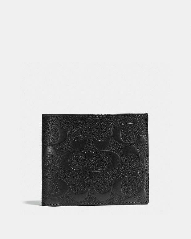 3 In 1 Wallet In Signature Leather Black Black