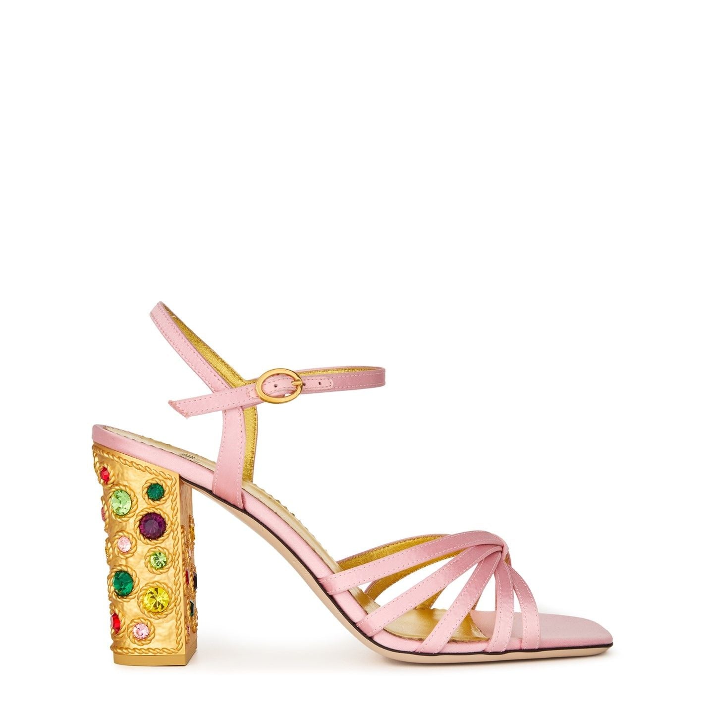  Crystal 90mm Satin Sandals Rose