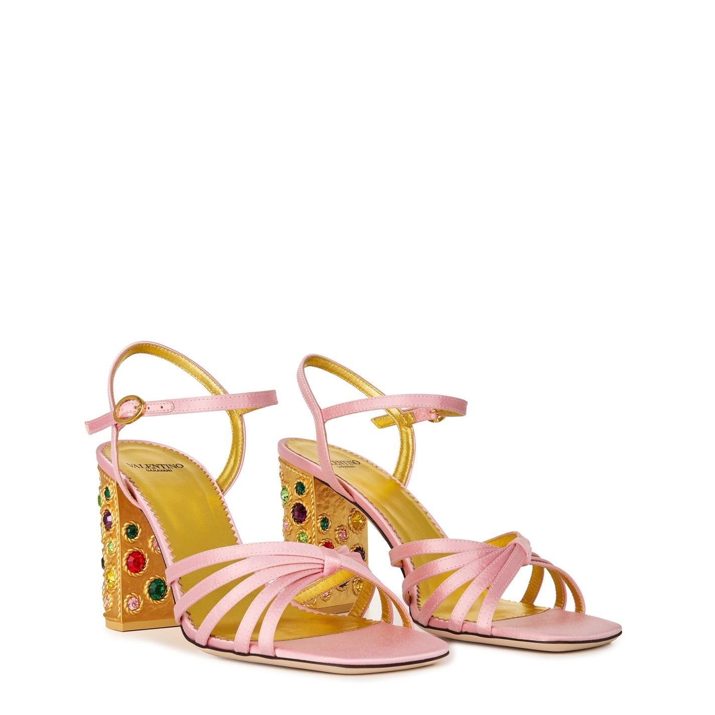  Crystal 90mm Satin Sandals Rose