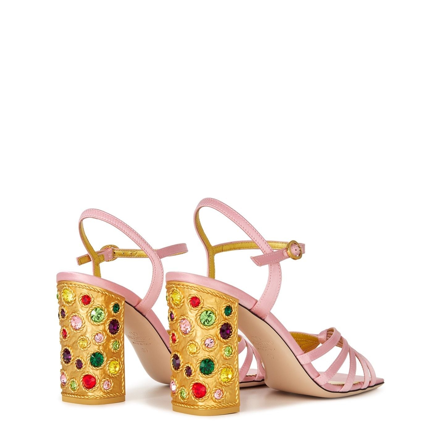  Crystal 90mm Satin Sandals Rose