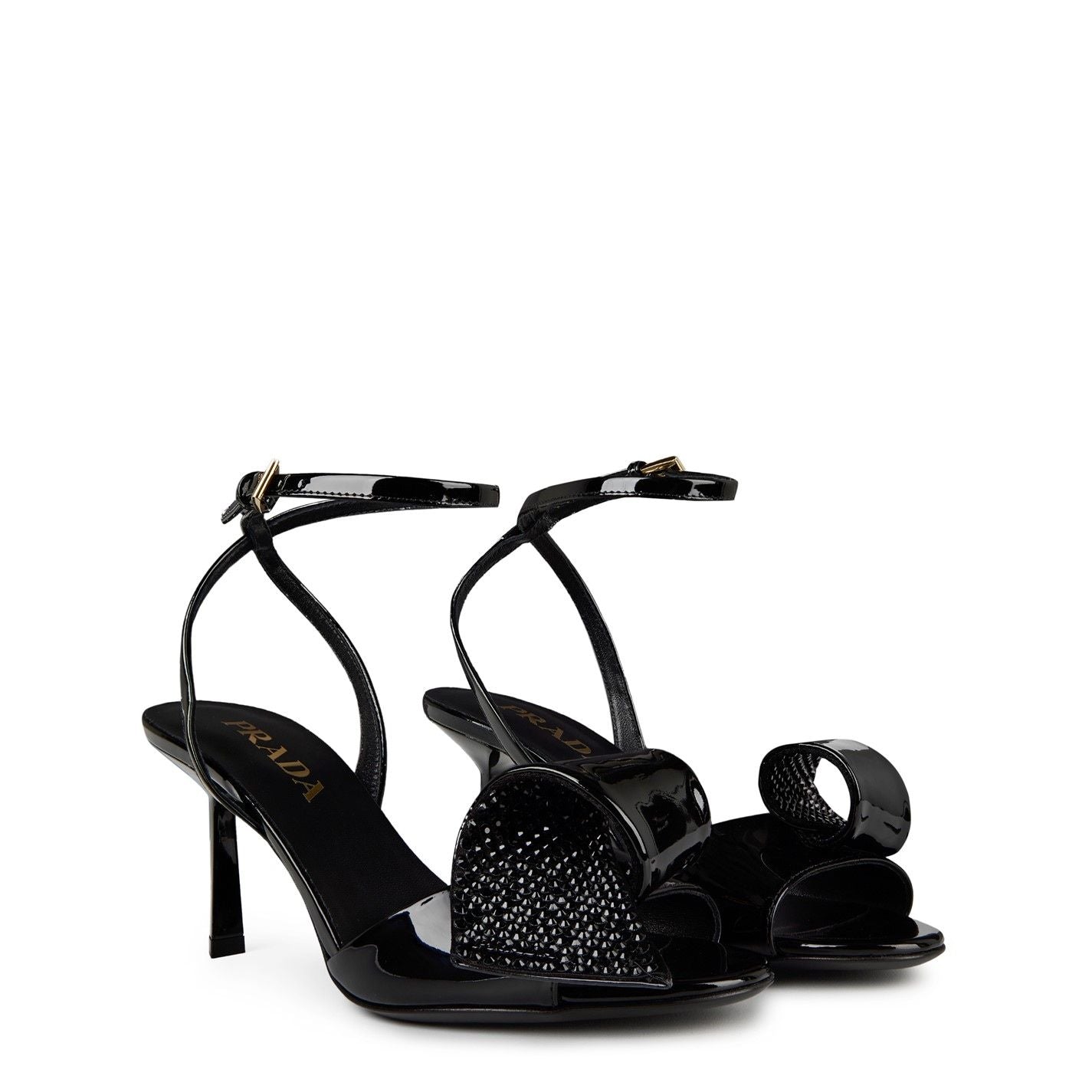  Crystal Detail Heeled Sandals Nero